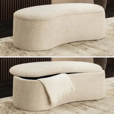 Produktbild von riess-ambiente Polsterbank ELEMENTAL 120cm champagner beige Feinstrick Bouclé mit Stauraum