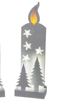 Produktbild von LED Dekoobjekt Kerze mit Tannen H. 40cm B. 13cm weiß Kunststoff Formano W22