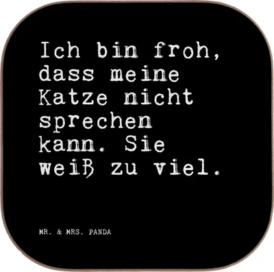 Produktbild von Mr. & Mrs. Panda Tassen Untersetzer Ich bin froh, dass... - Schwarz - Geschenk, Herrchen, Sprüche, witzig, Coaster, Tischuntersetzer, gläseruntersetzer, lustig, Glas