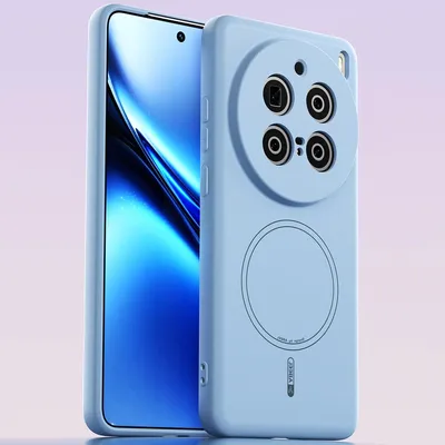 Image de Etui magnétique pour Vivo X200 Pro, compatible MagSafe, silicone liquide, résistant aux chocs et aux rayures Bleu