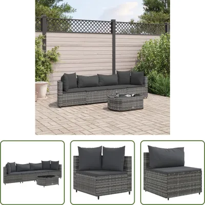 Produktbild von The Living Store 5-tlg. Garten-Sofagarnitur mit Kissen Grau Poly Rattan