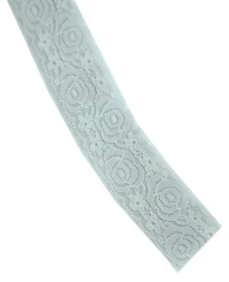 Elastisches Spitzenband 4 cm breit, 10 Yards, hellgrau