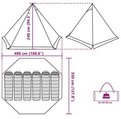 Produktbild von vidaXL Tipi-Familienzelt 6 Personen Olivgrün Wasserdicht