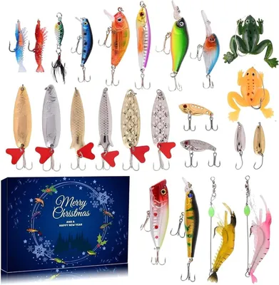 Image de Calendrier de l'Avent pour hommes 2025 - Calendrier de l'Avent sur le thème de la pêche - Coffret d'appâts de pêche - Calendrier de Noël, cadeau pour les pêcheurs