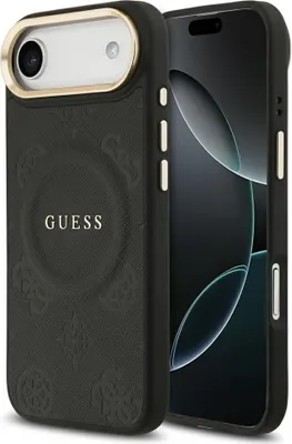 Produktbild von GUESS case passend für IPHONE 17 Air kompatibel mit MagSafe GUHMP17MPSAMSECK (PU W/ Peony Hot Stamp) black