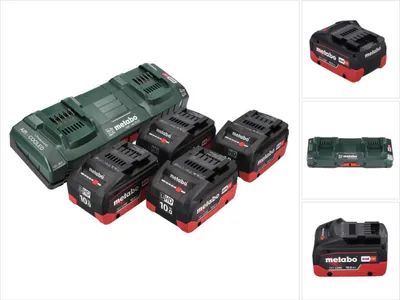 Immagine prodotto di Metabo Basis 18V: 4x batterie 10,0Ah LIHD + caricatore doppio ASC 145 DUO - Sistema CAS