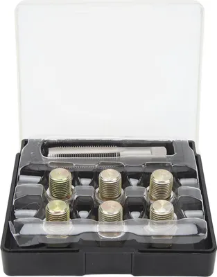 Obrázok produktu pre 13-dielna súprava na opravu závitu odtokových skrutiek, závit M13 x 1,5 mm, nástroj na závitovanie plochých skrutiek