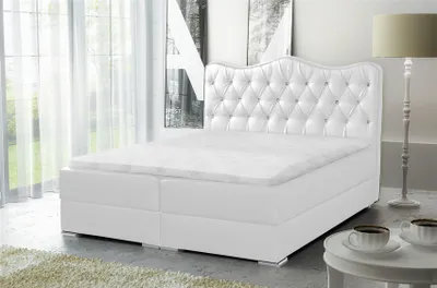 Productafbeelding van Boxspringbed voor de slaapkamer, model SULTAN, kunstleer, wit, 140x200 cm