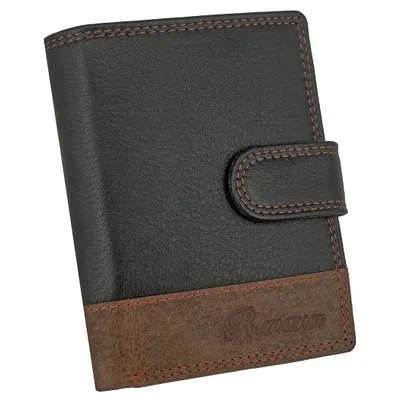 Produktbild von Herren Nappa Echtleder Portemonnaie Geldbörse – in elegantem Schwarz / Braun Look