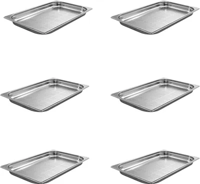 Produktbild von AcMax 6 Stück GN 1/1 Gastronormbehälter GN-Behälter Edelstahl 5,0 Liter Tiefe 40mm Gastronorm gelocht