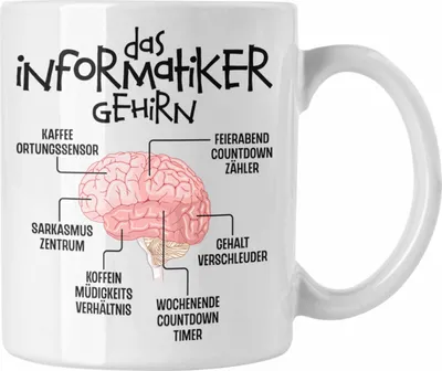 Produktbild von Trendation - Informatiker Gehirn Tasse Geschenk Lustiger Spruch Softwareentwickler Nerd Geschenkidee Programmierer Coder IT Techniker (Weiß)