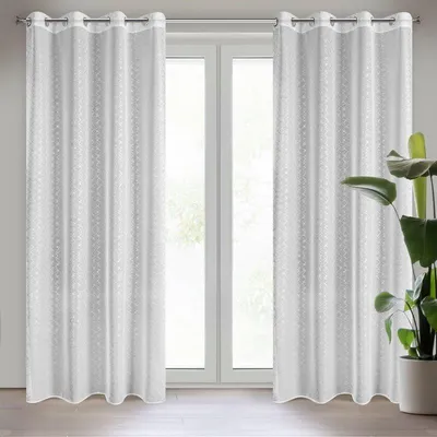 Produktbild von Design91 Vorhang FIBI weiß silber 140x250 cm  Ösen Ösenvorhang