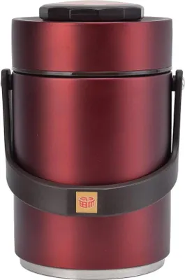 Image de Boîte à repas isotherme 2000 ml en acier inoxydable à 3 couches, rouge