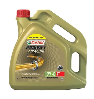 Produktbild von Castrol Power 1 Racing 4T 10W-40, 4 l, 10W-40, Motorrad, Benzin, Ottomotor, Gold