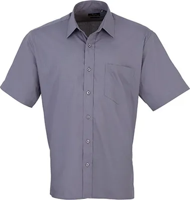 Produktbild von Premier Workwear Herren Popeline Hemd kurzarm PR202 steel 37 (14H)