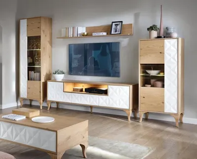 Produktbild von Wohnzimmer Set Modern Holzmöbel TV-Lowboard + 2x Vitrine s