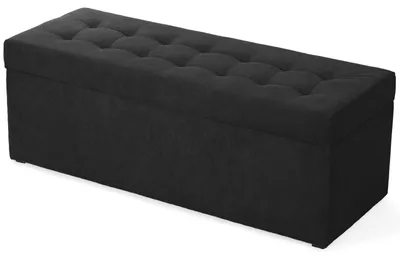 Produktbild von MG Design Polsterhocker Schwarz 45x120 cm - Stauraum 140L, bis 300 kg, stabil & pflegeleicht, für Wohnzimmer, Schlafzimmer & Flur