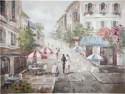 Obrázok produktu pre Gilde obraz Stadtcafe (Š x V x D) 120 x 90 x 0 cm krémová/červená/modrá/zelená, ručne maľovaný na plátne.