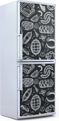 Produktbild von Kühlschrankdekoration  60x180 cm  Aufkleber auf dem Kühlschrank - Schinken Würstchen Jamon Steak
