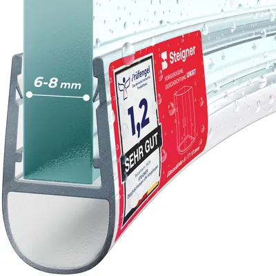 Produktbild von STEIGNER Duschdichtung, 100cm, Glasstärke 6/7/ 8 mm, Vorgebogene PVC Ersatzdichtung für Runddusche, UK07