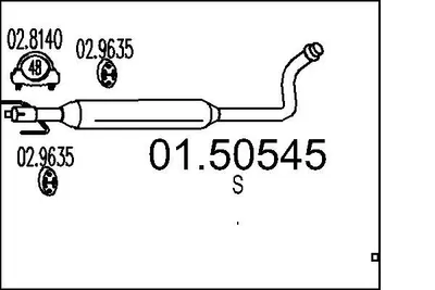 Produktbild von MTS 01.50545 Mittelschalldämpfer Schalldämpfer für TOYOTA Yaris Schrägheck (P1)