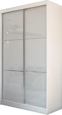 Produktbild von Schrank mit Schwebetüren VIVA 120cm - Kleiderschrank mit Schubkasteneinsätze & Kleiderstangen (Weiß)