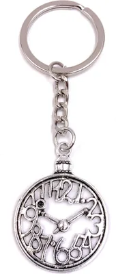 Produktbild von Onwomania Schlüsselanhänger Wanduhr Charm Silber Metall Anhänger Charm
