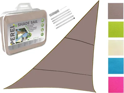 Produktbild von Sonnensegel Dreieck Braun 5m mit Stangenset für den Garten UV Sonnenschutzsegel