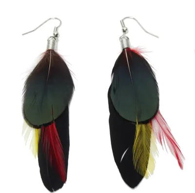 Produktbild von 1 Paar Feder Ohrringe Boho Schwarz