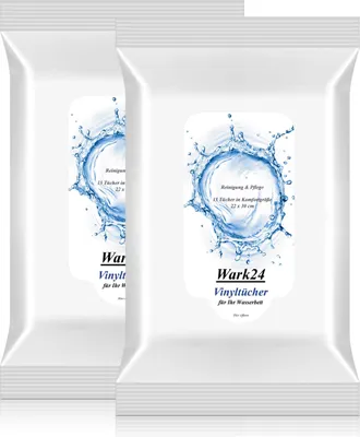 Two white packages of cleaning wipes.