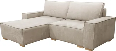 Produktbild von MEBLE LUX Ecksofa SVEN, Schlafsofa L-Form mit Schlaffunktion & Bettkasten, Linke Ottomane, Cord Stoff Beige