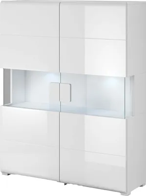 Zdjęcie produktu dla Komoda wysoka TOLEDO Szerokość 122 cm Biały laminat / biały połysk Helvetia Meble 2498DW42