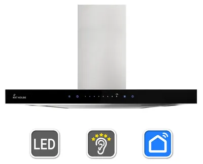 Image de Hotte aspirante cuisine 60cm Hotte Murale acier inoxydable verre noir WiFi