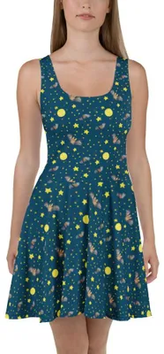 Produktbild von Mr. & Mrs. Panda Damenkleid Fledermaus Flügel M - Blau - Geschenk, Sommerkleid, Lustige Sprüche, Shirtkleid, Strandkleid, A-Linien-Kleid, Kleid