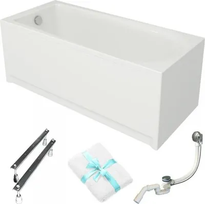 Produktbild von Cersanit | Badewanne - Rechteckbadewanne Flavia - 170 X 70 Cm - Mit Weißer Verkleidung - Mit Siphon - Mit Füßen