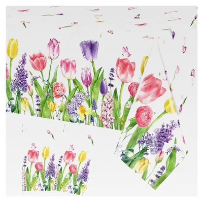 Produktbild von 2 Stück Tischläufer Frühling, Blumen Tischläufer, Ostern Deko Tischläufer, Frühlingstischdecke, 137 x 274 cm