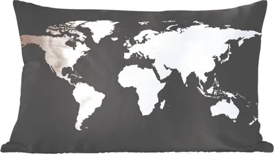 Produktbild von MuchoWow® Zierkissen Sofakissen Wohnzimmer Dekokissen 50x30 cm Weltkarte - Braun - Schwarz - Wohnzimmerdekoration - Polster mit Photo