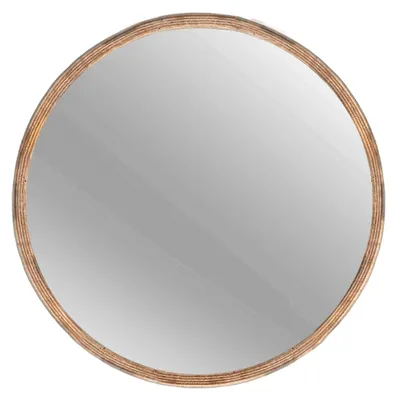 Productafbeelding van Houten wandspiegel, diameter 40 cm