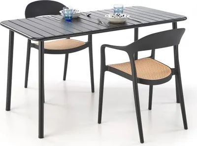 Produktbild von BOSCO rechteckiger Tisch aus Metall mit einem zentralen Bein, 140x70 cm, 76 cm hoch