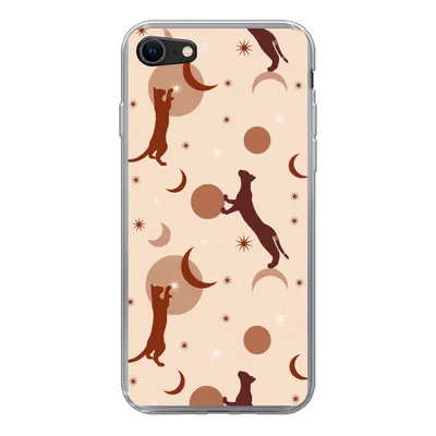 Produktbild von MuchoWow® Handyhülle Schutzhülle Hülle für iPhone SE 2022 Muster - Katze - Mond - Pastell - Mädchen - Kinder - Kinder Silikon Softcase Handy Hülle - Schutzhülle