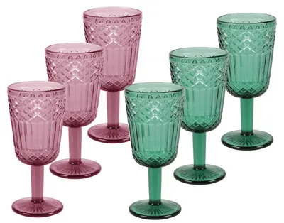 Produktbild von Weinglas - Wasserglas Roma 300ml - grün/rosa sortiert - 6 Stück