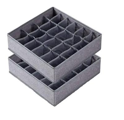 Produktbild von Schubladen-Organizer für Socken und Unterwäsche - 24 Fächer faltbar - Aufbewahrungsbox für Kleiderschrank - 2er Set (24+24 Fächer)