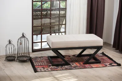 Produktbild von Hanah Home, Abay - Beige, Sitzpuff, METALL, Beige, 90 x 45 x 45 cm