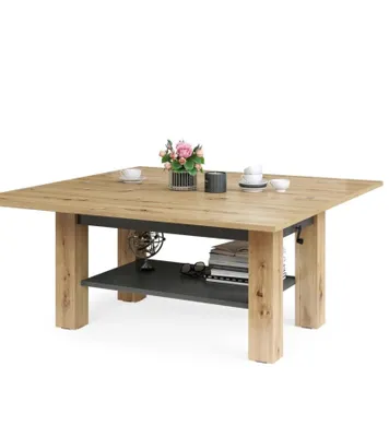 Immagine prodotto di All4All Tavolino Bresso Artisan Oak+Anthracite, 130x65 , Tavolo da soggiorno , Tavolo pieghevole , Tavolino regolabile in altezza, con vano portaoggetti , Tavolo da divano