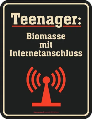Produktbild von Lustiges Blechschild Teenager Biomasse mit Internetanschluss 17x22 cm