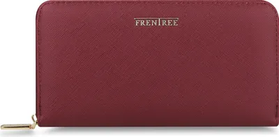 Produktbild von FRENTREE® Damen Geldbörse groß mit RFID-Schutz, 100% , elegantes Portemonnaie mit Handyfach - Weinrot