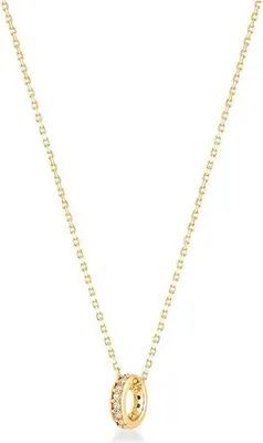 Produktbild von SuzanGold® Cirquella Goldkette Damen | Halskette Damen Gold mit Ring Anhänger & Zirkonia | 375 Echtgold | Handgefertigtes Design | Eleganter Gold Schmuck | Wasserfest & hypoallergen