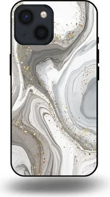 Produktbild von Smartphonica Handytasche passend für iPhone 13 Mini mit Marmordruck - TPU Rückseitenschutzhülle Marmordesign - Silber