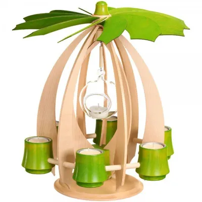Produktbild von Schwebepyramide Lindgrün mit Glaskugel BxHxT 33,5x37x33,5cm NEU
