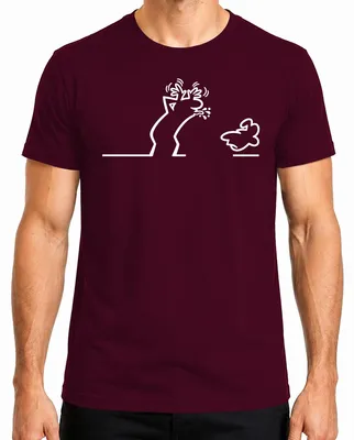Imagen del producto de Camiseta para hombre, diseño "Linea Strichmännchen Balum Osvaldo Kult Cartoon", color burdeos, talla XL